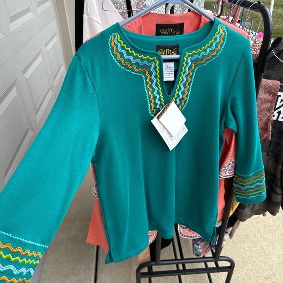 Bob Mackie Turquoise Embroidered Tunic - Picture 2 of 4